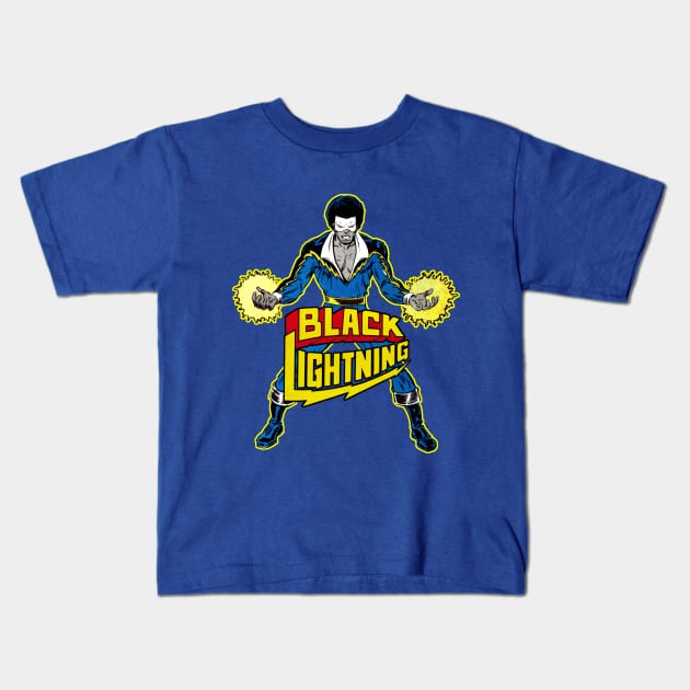 Black Lightning Kids T-Shirt by Pop Fan Shop